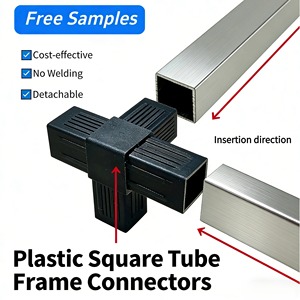 Connecteur d'angle en T en plastique carré 25x25 mm pour tubes métalliques et cadres en aluminium – 2, 3, 4 ou 5 voies - Product Image 1