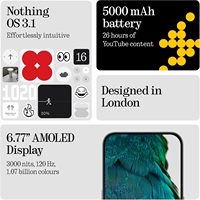 Smartphone Nothing Phone 3A Pro 5G 2025, Octa Core, Android 15, écran AMOLED FHD+ 6,7 pouces 120 Hz, caméra frontale 32 MP, Snapdragon 700