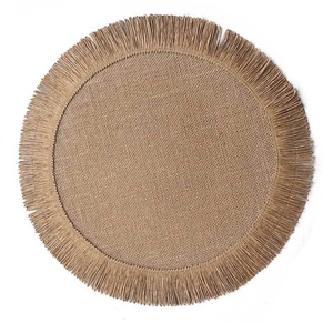 Set de table rond isolant thermiquement et écologique de 38 cm, avec franges en jute tissées, style bohème, pour la table - Product Image 1
