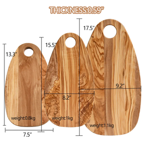 Set di 3 taglieri unici in legno di ulivo dimensioni personalizzate per la cucina tonda tagliere con superficie di olio eco-friendly - Product Image 4