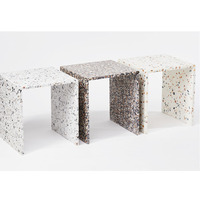 Salon de jardin Lira, table en terrazzo, ensembles de chambre à coucher, table basse en pierre de terrazzo en forme de U