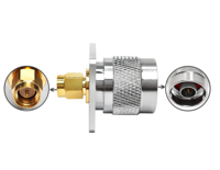 Adaptateur coaxial RF de haute qualité N mâle à 4 trous vers SMA mâle 50 Ohm à montage sur panneau