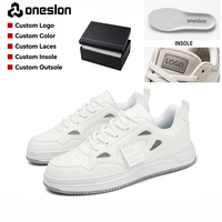 Chaussures de skate personnalisées avec logo, semelle en caoutchouc, respirantes, décontractées, mode, baskets blanches pour hommes