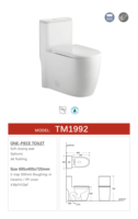 One Piece Toilet Bowl Floor-Mounted Commode with Quick Release Elongated Seat Soft Close Cover Dual Flush Leakage Proof Tank