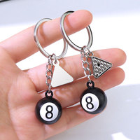 Nouveau style transfrontalier Porte-clés boule de billard personnalisé, mini modèle de simulation de boule 8 noire en alliage de zinc X-1910, pendentif pour sac d'école