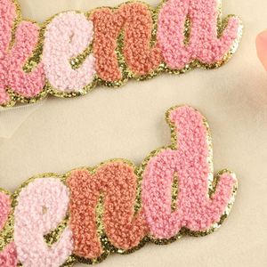 New Big Size 7.4*24cm Iron on Colorful Chenille Embroidered Gold Edge Weekend Letter Patch for T-shirt Hoodies - Product Image 2