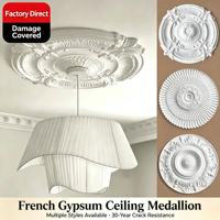 Médaillon de plafond en plâtre à motifs incrustés de style français, ornement de plafond en plâtre sculpté pour la décoration de plafond