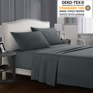 Bed Linen Pillow Cover Hotel Bed Sheet <b>Bedding</b> Bedsheet <b>Set</b> Solid Color Customized Cotton Flat Sheet Grey Hotel Bed Sheets - Product Image 5