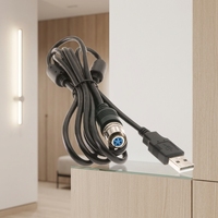 XS9-USB MINS00 Kabel Ekstensi USB 5-Pin Female dengan Jack Pengaman Penerbangan 0.5 1 2 Meter 26AWG Kabel Daya