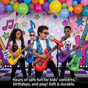 Lexing - Guitarra Inflable de PVC de 35 Pulgadas, Diseño Rock Star, Duradera, Colores Surtidos, Accesorios para Fiestas Infantiles, Paquete de 6 - Product Image 3