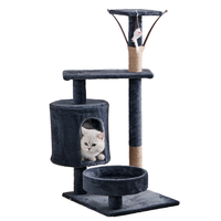 Arbre à chat moderne et intégré en bois écologique à 4 niveaux, style Noël, avec colonne d'escalade et maisonnette pour chat (non en carton)