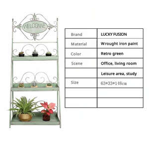 Étagère à fleurs en fer forgé à trois niveaux, style scandinave rétro moderne, mobile, durable, pour rangement au sol, <span class=keywords><strong>d</strong></span>écoration de jardin - Product Image 3