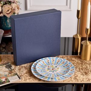 Assiette à fruits en porcelaine de style européen, série rose de luxe, à pied haut, écologique, 8+10 pouces, pour un usage domestique et pour offrir en cadeau - Product Image 2