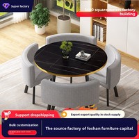 Ensemble Moderne de Tables et Chaises de Luxe pour Cuisine et Restaurant, Meubles de Salle à Manger, Petite Table Ronde avec 4 Chaises