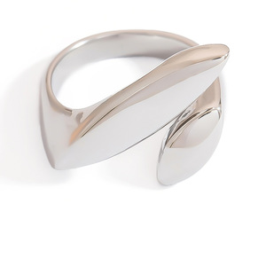 Stainless Steel Leaf Shape <b>Ring</b> For Women Geometric Design Gift Jewelry Yiwu Origin JZ21542S - Product Image 5