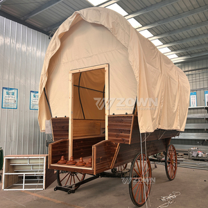 Meilleur prix Glamping Wagon Chariot Tente de camping mobile en bois Chariot en vente pour le camping - Product Image 3