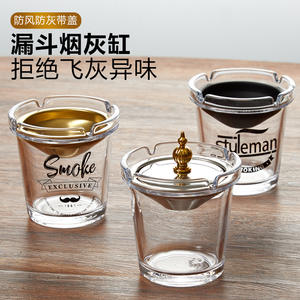 Cendrier en verre exclusif Smoke avec couvercle, design rétro, pour utilisation sur bureau, taille standard - Product Image 4