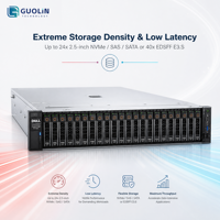 Serveur rack Dell PowerEdge R7725 2U, double processeur AMD EPYC série 9005, 6 To DDR5, jusqu'à 8x PCIe Gen5, serveur de calcul GPU