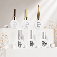 Flacons de vernis à ongles en gel blanc de 10 ml en stock pour poudre à tremper, flacons vides en verre pour vernis à ongles avec pinceau