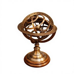 Antique <b>Vintage</b> Zodiac Armillary Brass Sphere <b>Globe</b> Art Deco Handmade Wedding Decor (Medium Antique Brass) - Product Image 1