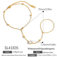Ensemble de bijoux SUMMLY en acier inoxydable plaqué or 18 carats, bracelet en zircon en forme de larme et bague ouverte double vague, étanche pour femme