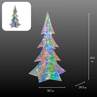 Statue de sapin de Noël holographique 3D lumineuse prismatique irisée LED, faite à la main, écologique, alimentée par USB, cordon de 1,5 m, en plastique