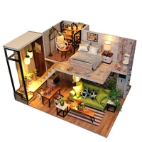 Mainan edukasi HOYE kerajinan kualitas tinggi Kit rumah boneka Mini 3D miniatur rumah 3D Model Puzzle rumah