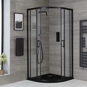 Quadrant Pivot Opening Tempered Glass Shower Cubicle Enclosures With Aluminium Frame Sliding Door In Foshan