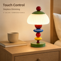 Lampe de table Bauhaus Memphis pour chambre à coucher, salon, café, hôtel, lampe de nuit sans fil rechargeable en forme de champignon, verre, chambre d'enfant
