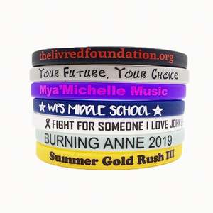 Design Customized Silicone Wrist Band Printed Rubber <b>Bracelets</b> 12mm Promotional Wristbands - Product Image 6