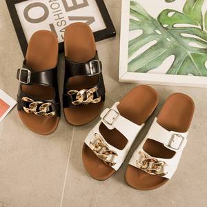 Sandales à chaîne pour <span class=keywords><strong>femme</strong></span>, mules décontractées, à boutons, à deux bretelles, pantoufles de bonne qualité, bon marché, mode 2022 - Product Image 2