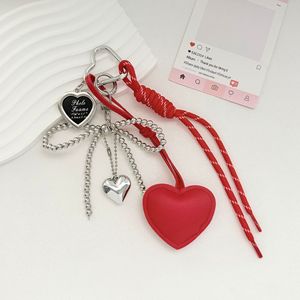 Mini album photo porte-clés en cuir PU rose en forme de cœur, avec nœud, chaîne à billes argentée, corde tressée, breloques de sac et <span class=keywords><strong>pendentif</strong></span> de <span class=keywords><strong>téléphone</strong></span> - Product Image 4