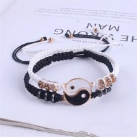 Bracelet de couple Tai Chi Yin Yang pour amoureux, bracelet tissé à la main en corde perlée, bracelets réglables, bracelets d'amitié, bijoux cadeau