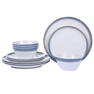 Service de <span class=keywords><strong>vaisselle</strong></span> <span class=keywords><strong>incassable</strong></span> en mélamine sans BPA – Assiettes et bols résistants aux chocs pour <span class=keywords><strong>camping</strong></span>, restaurant, maison et cuisine - Product Image 1