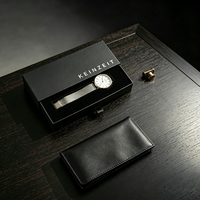 Boîte à montres de luxe en carton, boîtes cadeaux personnalisées en cuir avec tiroir coulissant et insert en éponge, impression de logo en feuille d'or