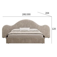 Cadre de lit King Size en bois simple et luxueux, style nordique, avec tête de lit surdimensionnée rembourrée en tissu