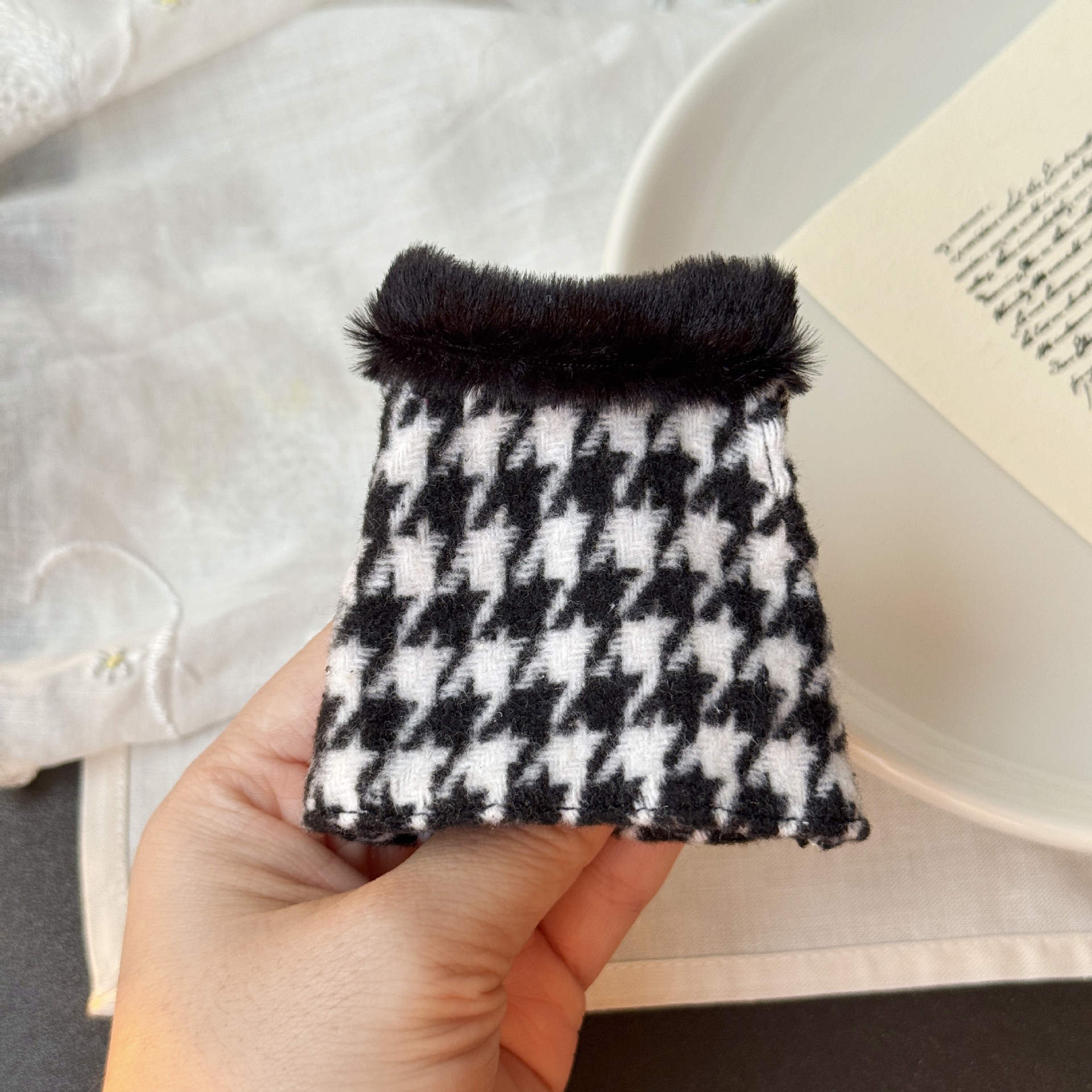 Houndstooth skirt-straight black-10-17cm universal