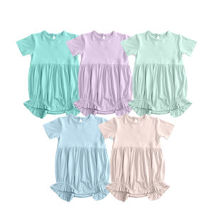 Mono de Burbuja Informal Personalizado con Estampado de Pascua para Niñas, de Algodón, con Volantes, Transpirable, para Primavera y Otoño - Product Image 1