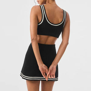 Conjuntos Deportivos de Tenis para Exteriores, Top Corto y Falda de Cintura Alta, Ropa Deportiva de Punto, Conjuntos de 2 Piezas - Product Image 4