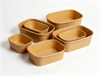 Contenants alimentaires en papier kraft multi-tailles - Bols jetables carrés et octogonaux avec couvercles pour repas, salades et desserts