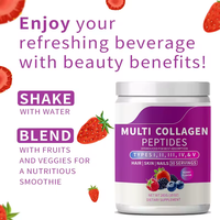 Poudre de Collagène Aromatisée aux Peptides de Collagène, Saveur Orange et Baies d'Açaï, avec Collagène