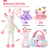 Set Boneka Unicorn Balerina Kustom 2026, Mainan Hewan Boneka Isi Dakron dengan Pakaian dan Aksesoris untuk Anak Perempuan Usia 4-6 Tahun, Cocok untuk Hadiah Ulang Tahun