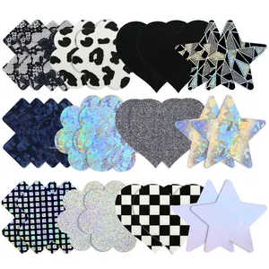 Silver Black Nipple Pasties Assorted Multi Shapes Nipple Cover Holographic Pasties X And Heart Breast Sticker Cover Disposable