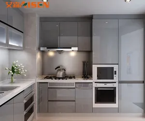 Современные модульные лаковые кухонные шкафы с высоким блеском