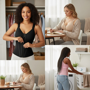 <b>Women</b> Adjustable Body Shaping <b>Top</b> Double Layer Mesh <b>Compression</b> Waist Cincher Hooks for Summer Spring Sports Belly Protection - Product Image 4
