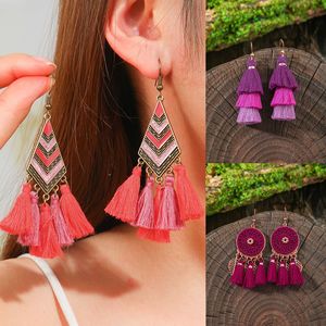Bohemian Tassel <b>Drop</b> Earrings Alloy Antique <b>Bronze</b> Plated Women's Party Fashion Dangle Earrings - Product Image 4