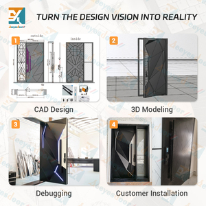 Seeyesdoor sang trọng prehung Frosted Glass sidelight bên ngoài Thép pivot cửa xử lý rắn bằng gỗ phía trước lối vào cửa cho nhà - Product Image 5