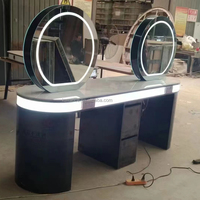 Offre Spéciale Coiffure pour salon de beauté Miroir led Station de maquillage Miroir double face Table ronde avec lumière