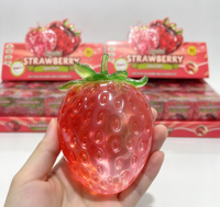 Jouet Squishy Fraise en Cristal, Doux comme la Vaseline, Fruité Réaliste, Anti-stress Sensoriel, Cadeaux et Favors de Fête