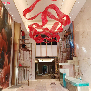 Customizable Modern Ribbon Glass LED Line Streamer Pendant Light High Brightness Clear Ceiling Mounted <strong>Chandeliers</strong> for Hotel - Product Image 3